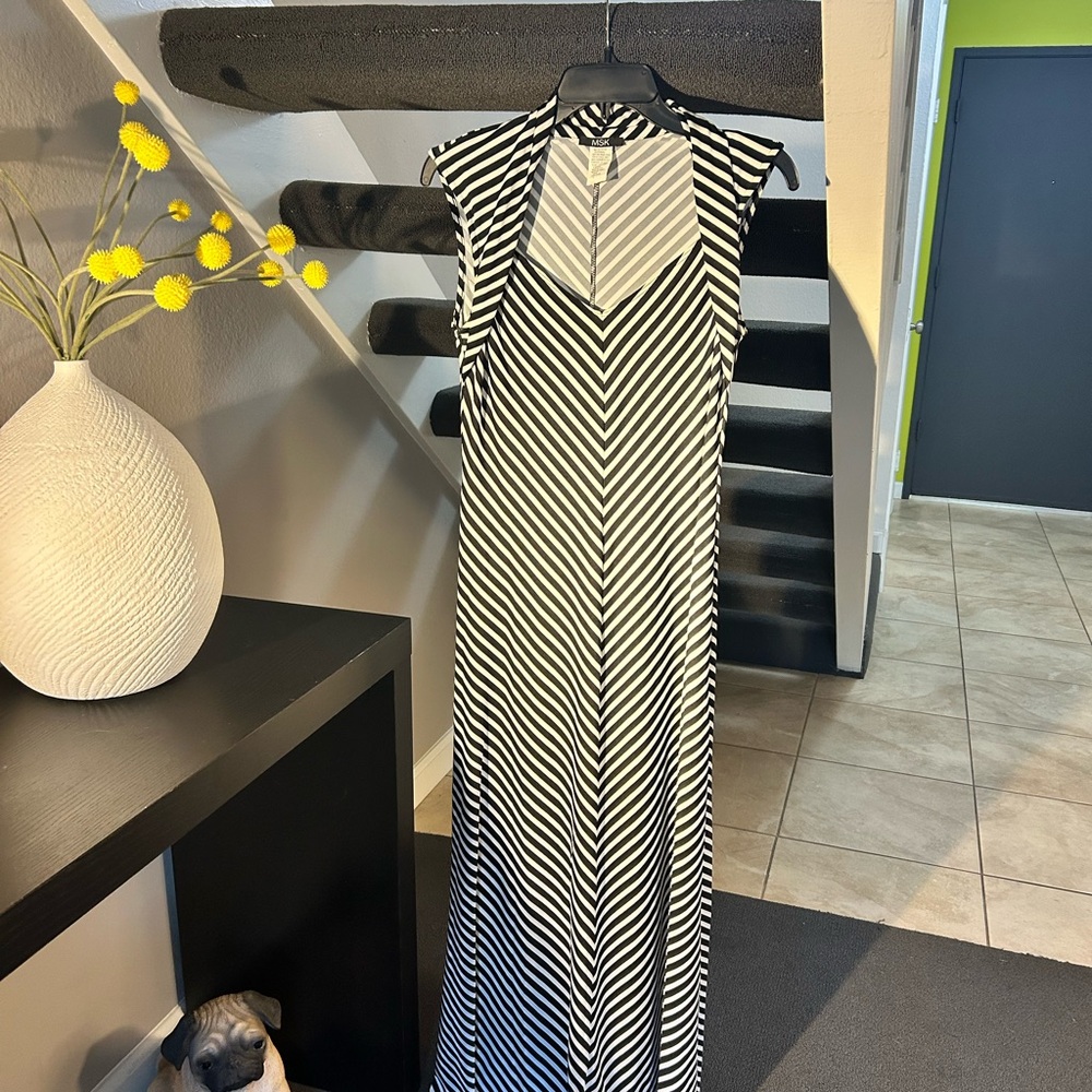 MSK Monochrome Striped Dress